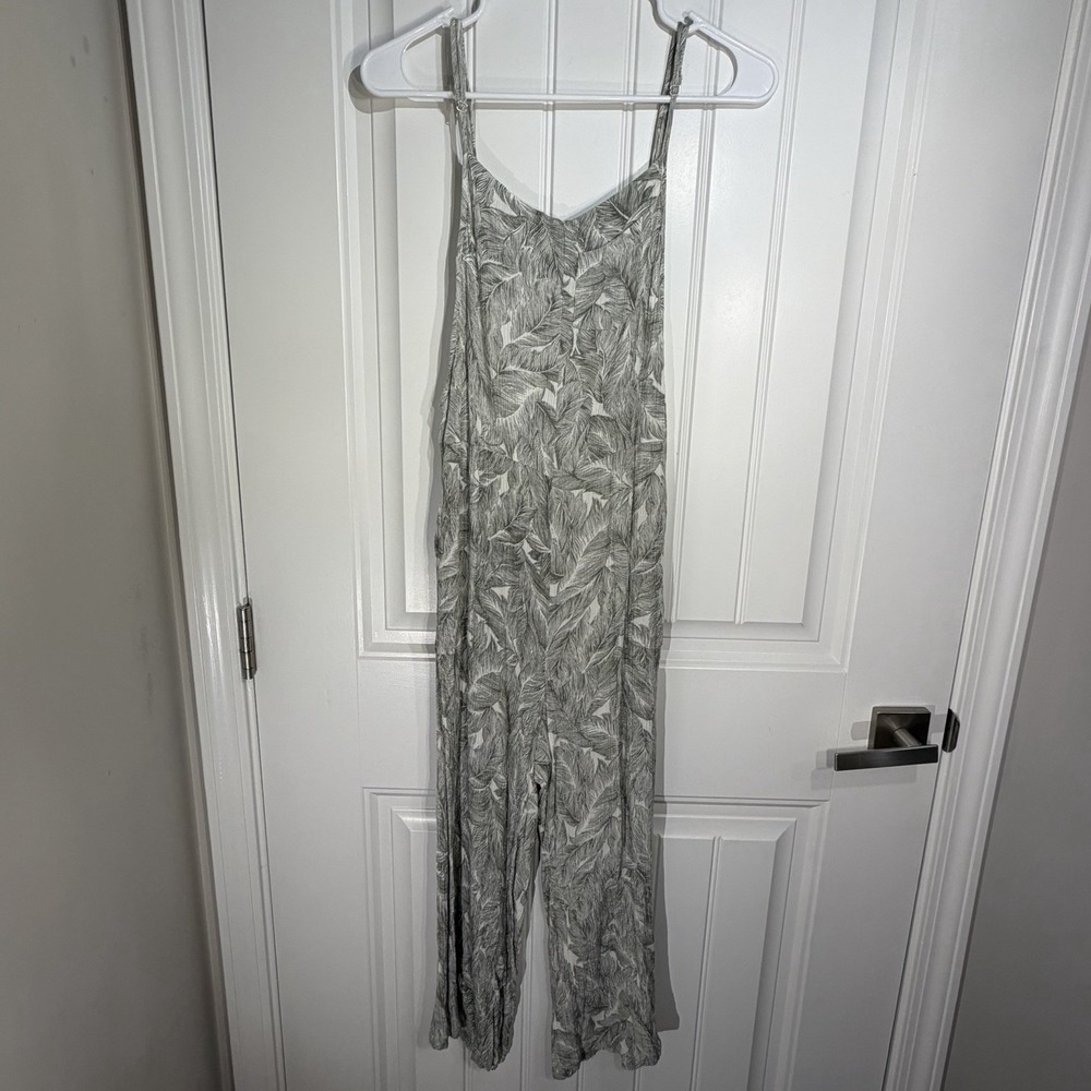Calista Green Tropical Leaf Print Wide Leg Jumpsuit Women's Size S